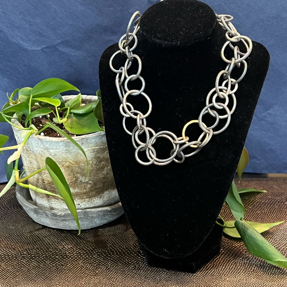 Gurhan Hoop Necklace Sterling Silver and Gold.